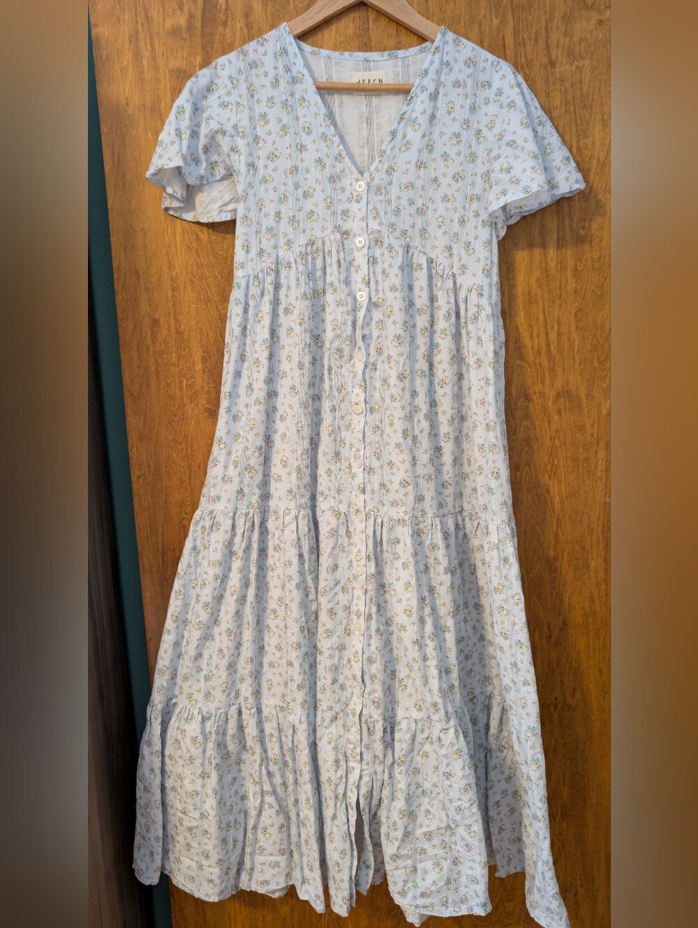 OFFON Clothing Floral Cottagecore Tiered Linen/Cotton Maxi Dress